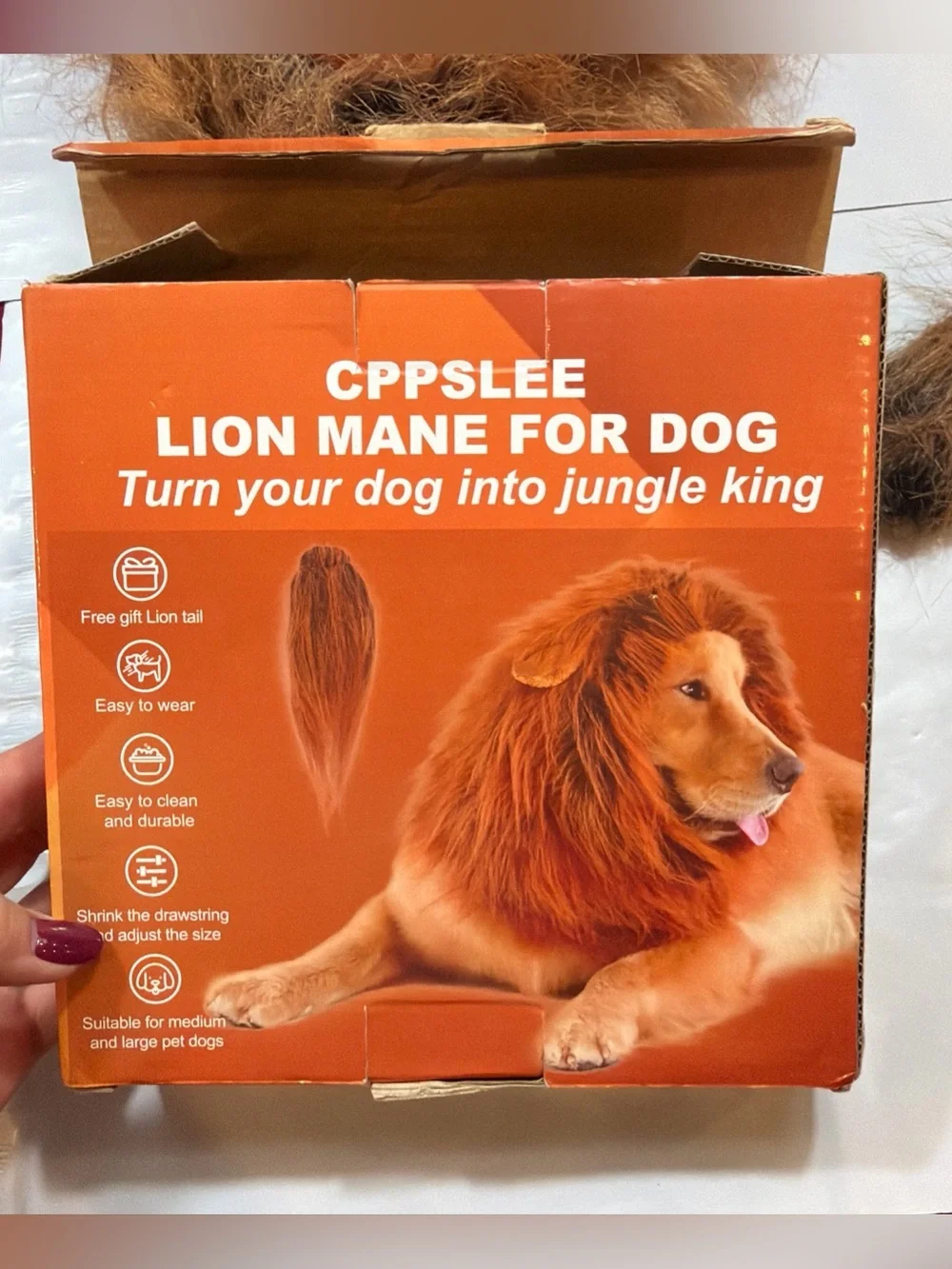 NEW Lion Dog Costume MANE and TAIL SET funny Halloween Cat Safari Jungle, M L